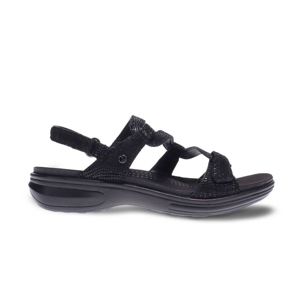 NEW REVERE women's miami sandals in black lizard